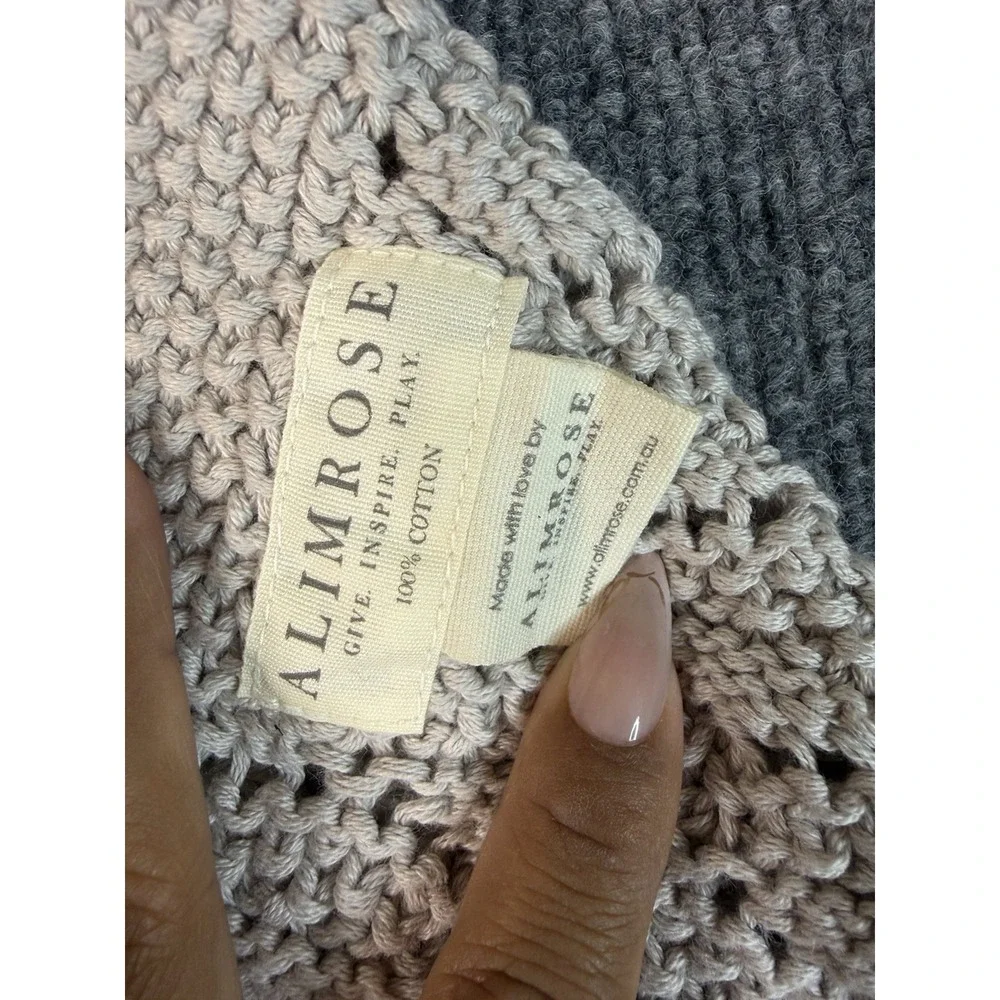 Alimore 100% Cotton Knitted Baby Blanket Taupe‎ Lace Knit 32x36 Soft Throw